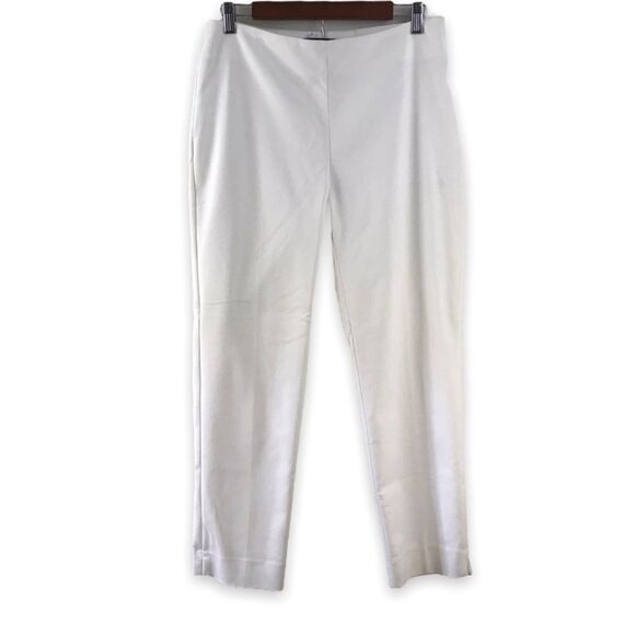 Ellen Tracy slim leg mid rise side zip clean lines white pants size 10 - Picture 1 of 10